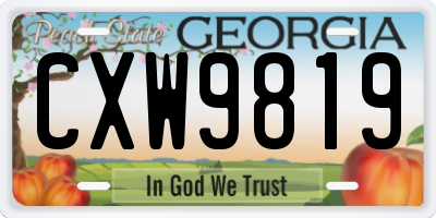 GA license plate CXW9819