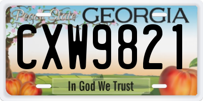 GA license plate CXW9821