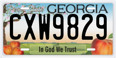 GA license plate CXW9829