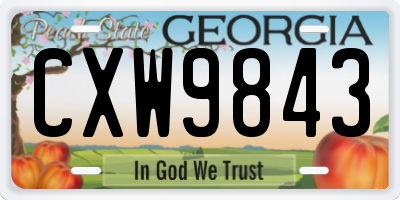 GA license plate CXW9843