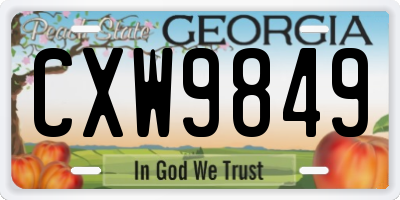 GA license plate CXW9849