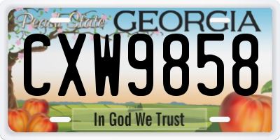 GA license plate CXW9858