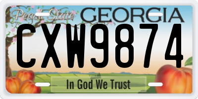 GA license plate CXW9874