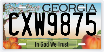 GA license plate CXW9875