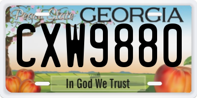 GA license plate CXW9880