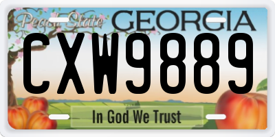 GA license plate CXW9889