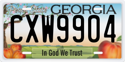 GA license plate CXW9904