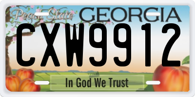 GA license plate CXW9912