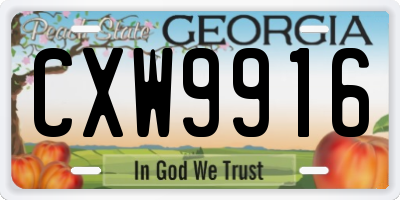 GA license plate CXW9916