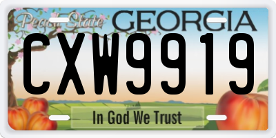 GA license plate CXW9919
