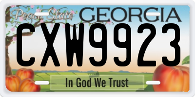 GA license plate CXW9923
