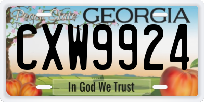 GA license plate CXW9924