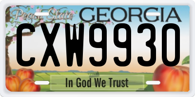 GA license plate CXW9930