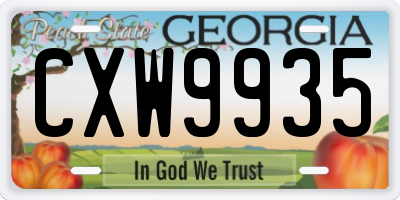 GA license plate CXW9935