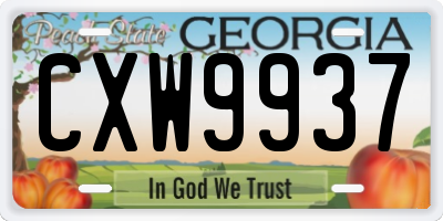 GA license plate CXW9937