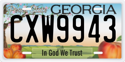 GA license plate CXW9943