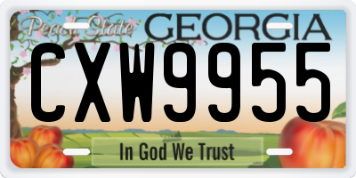 GA license plate CXW9955