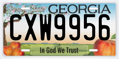 GA license plate CXW9956