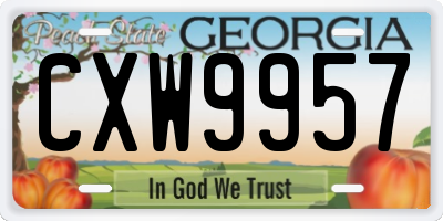GA license plate CXW9957