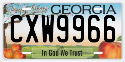 GA license plate CXW9966