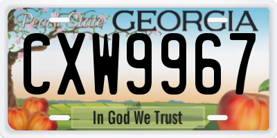 GA license plate CXW9967