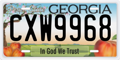 GA license plate CXW9968