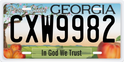 GA license plate CXW9982