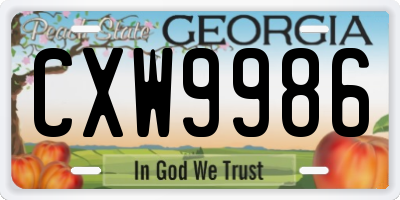 GA license plate CXW9986