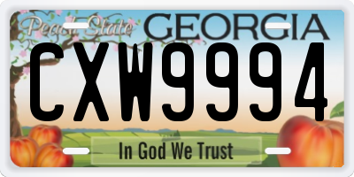GA license plate CXW9994