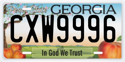 GA license plate CXW9996