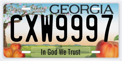 GA license plate CXW9997