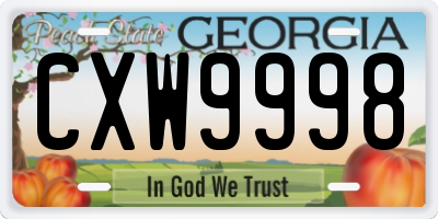 GA license plate CXW9998