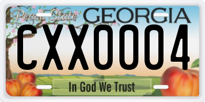 GA license plate CXX0004