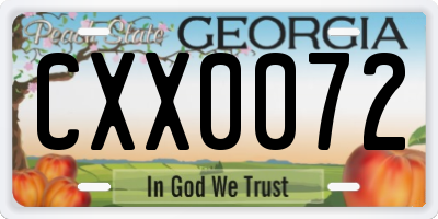 GA license plate CXX0072