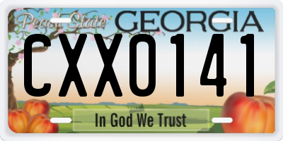 GA license plate CXX0141
