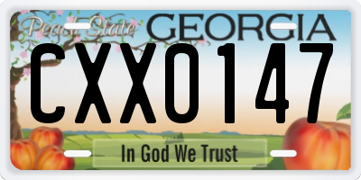 GA license plate CXX0147