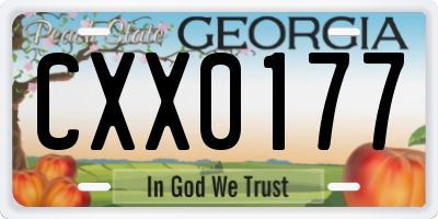 GA license plate CXX0177