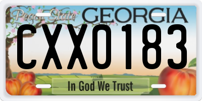 GA license plate CXX0183