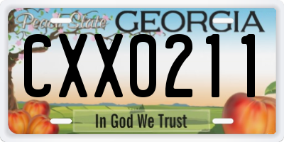 GA license plate CXX0211