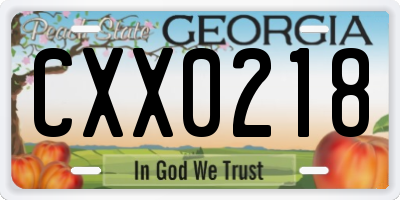 GA license plate CXX0218