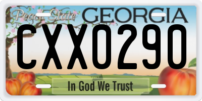 GA license plate CXX0290
