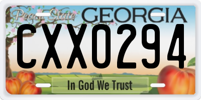 GA license plate CXX0294
