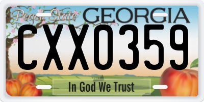 GA license plate CXX0359