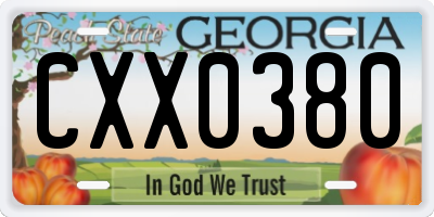 GA license plate CXX0380