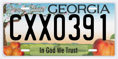 GA license plate CXX0391