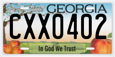 GA license plate CXX0402