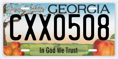 GA license plate CXX0508