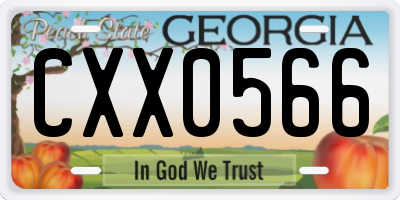 GA license plate CXX0566