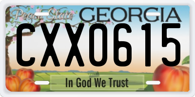 GA license plate CXX0615