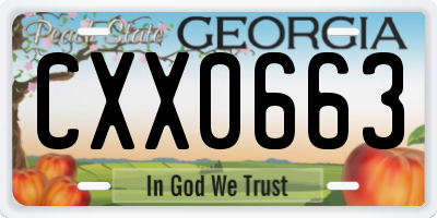 GA license plate CXX0663